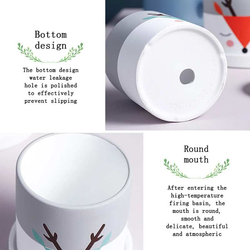 Домашние керамические цветочные горшки с милым оленем мясистые зеленые для