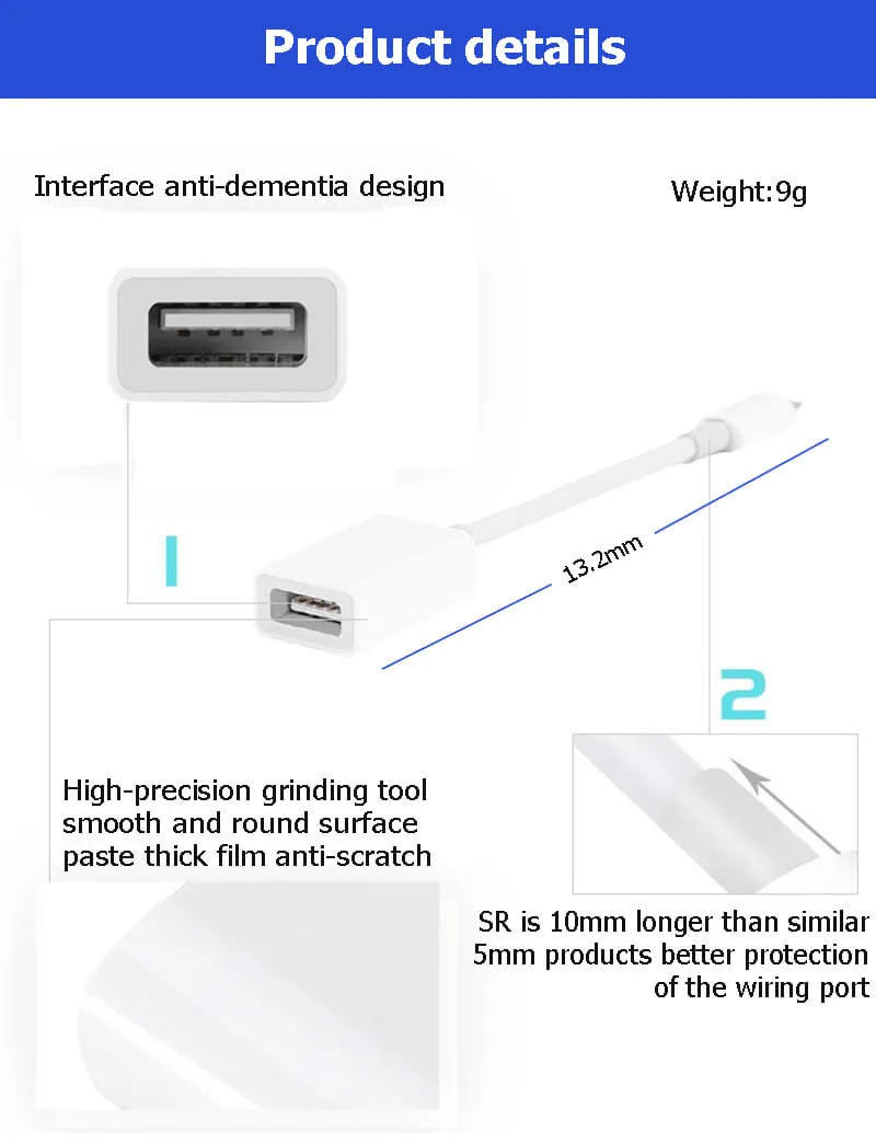 Адаптер OTG USB для камеры lightning USB кабель наушники конвертер Электрический пианино MIDI клавиатура для iphone 7 8 ios 13 адаптер