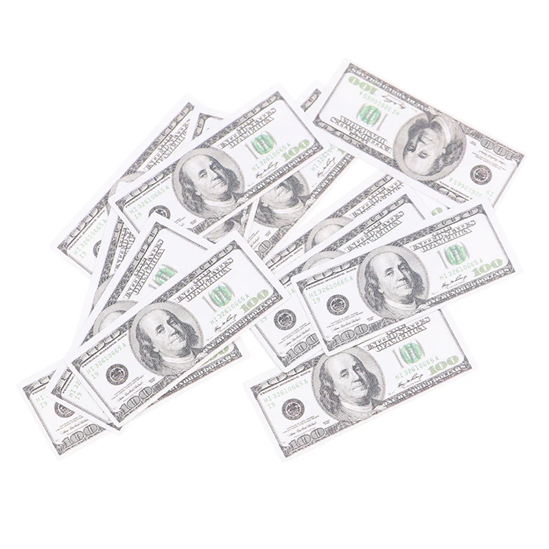 

10 комплектов (150 листов) миниатюрные ноты на доллары 1:12 для кукольного домика, миниатюрные рестораны, мини-игрушки, украшение для кукольного ...