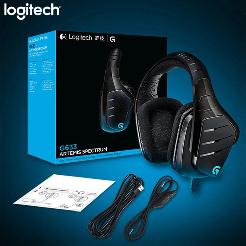 Игровые наушники Logitech G633 Artemis Spectrum RGB 7 1 объемный звук головка микрофона для мыши