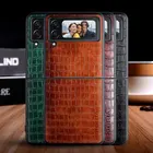 Чехол для Samsung galaxy Z Flip3 5G роскошный кожаный мягкий ТПУ твердый чехол из крокодиловой кожи для телефона samsung galaxy z flip 3 5g