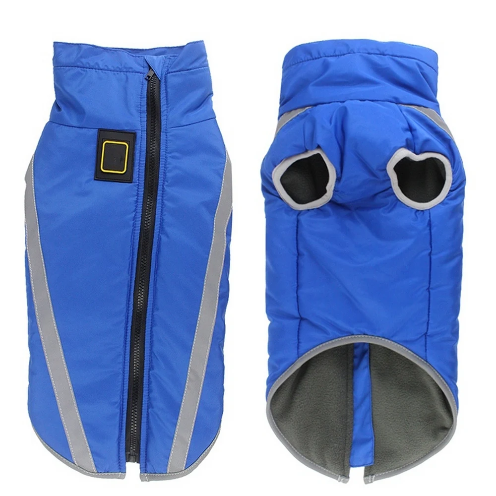 

Куртка для больших питомцев С упряжкой зимняя теплая одежда для собак Лабрадор водонепроницаемое пальто для больших собак наряды золотист...