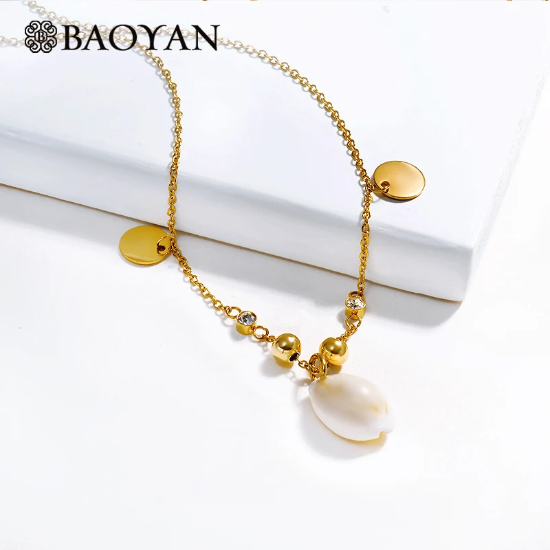 Женское Ожерелье Baoyan подвеска из морской раковины ручной работы нержавеющей