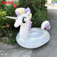 2021 new transparent crystal unicorn with sequins outdoor water floating row pvc material swimming mattress pool accessories
