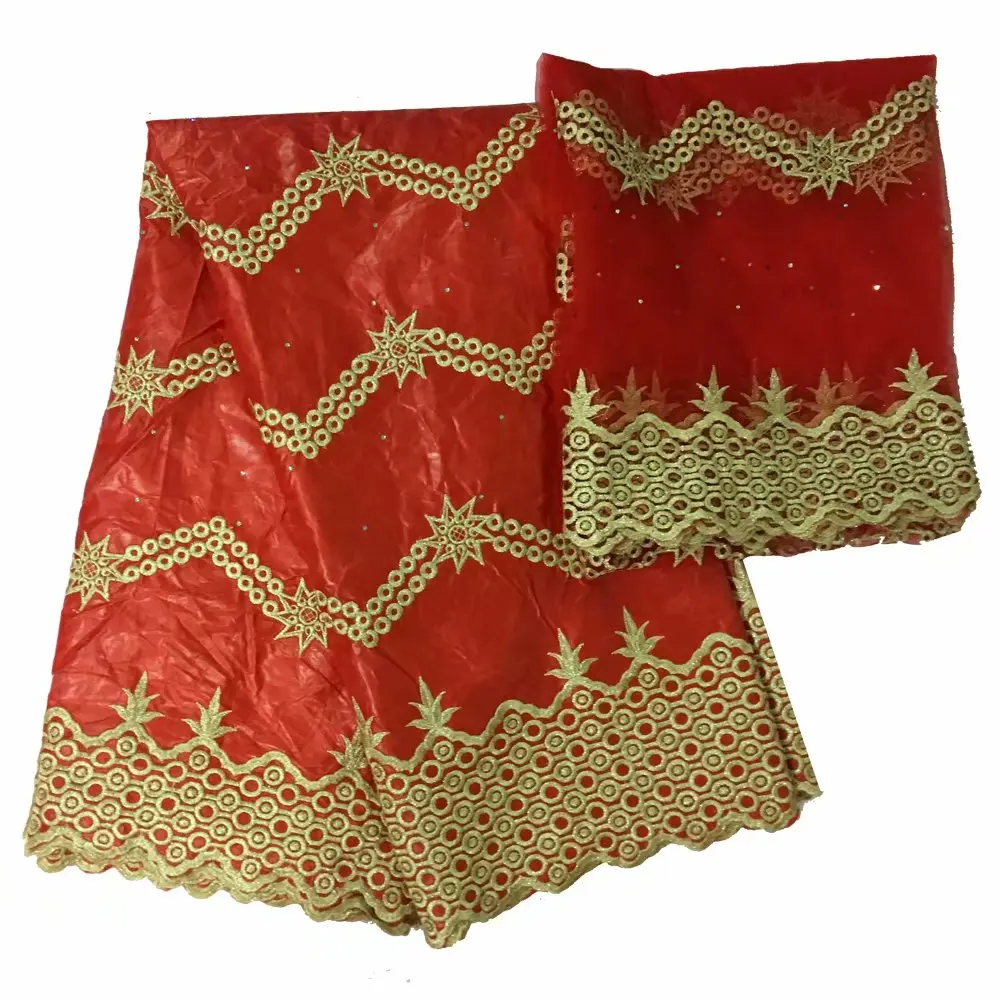 Новейшие Роскошные бусины в африканском стиле базин Кружевная Ткань 5 ярдов