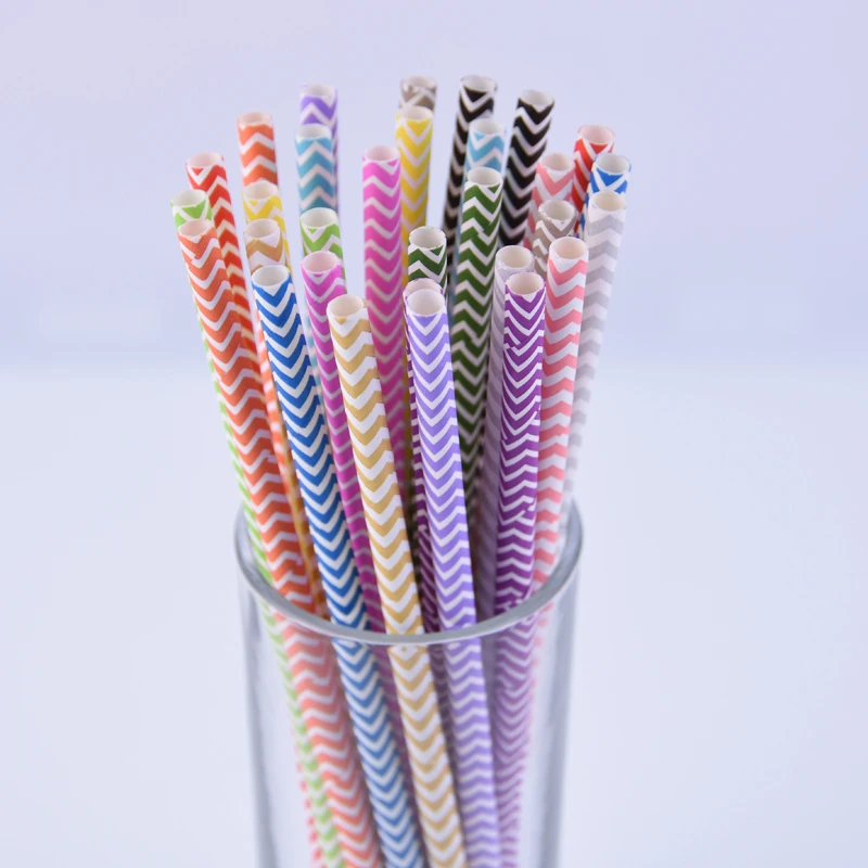 25 шт одноразовые волнистые золотые серебристые зеленые бумажные соломинки для