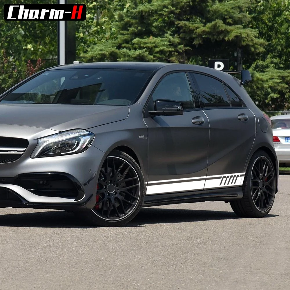 Издание 1 стиль боковые полосы наклейки для Mercedes Benz W176 класс A45 AMG A180 A200 A250-5D углеродного волокна/белый/серебристый