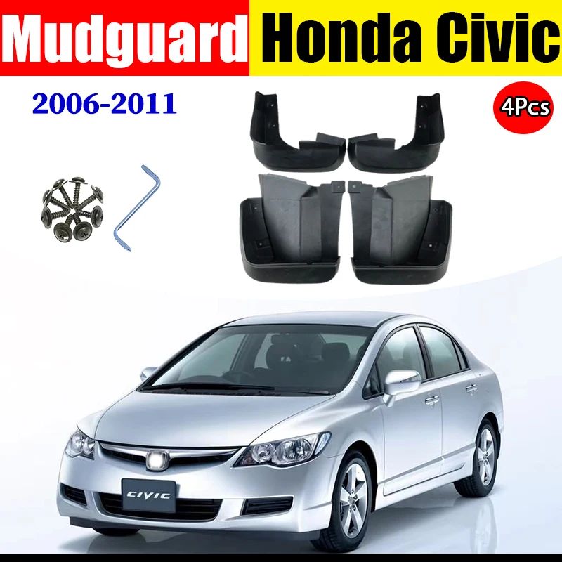 

Car Fender Front Rear 4pcs ste FOR Honda Civic 2006-2011 Mudguard Fenders Mud Flap Guard Splash Car Accessories Auto Mudflaps