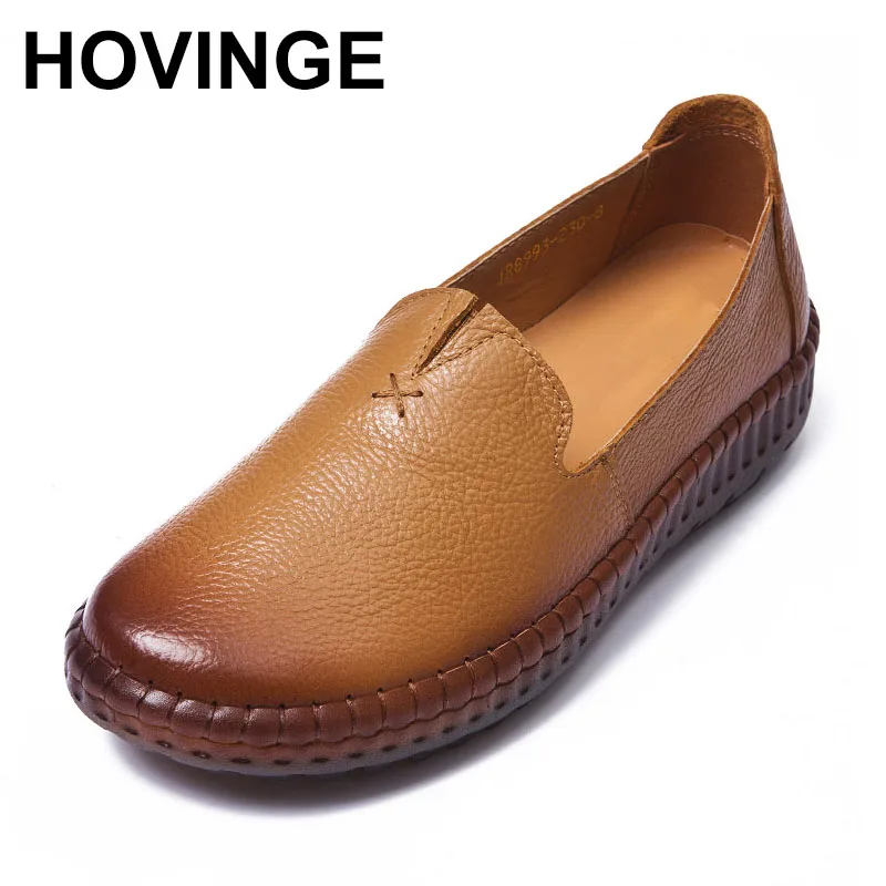 

Женская нескользящая обувь HOVINGE, с мягкой подошвой, большого размера, 100%, туфли на плоской подошве из натуральной кожи