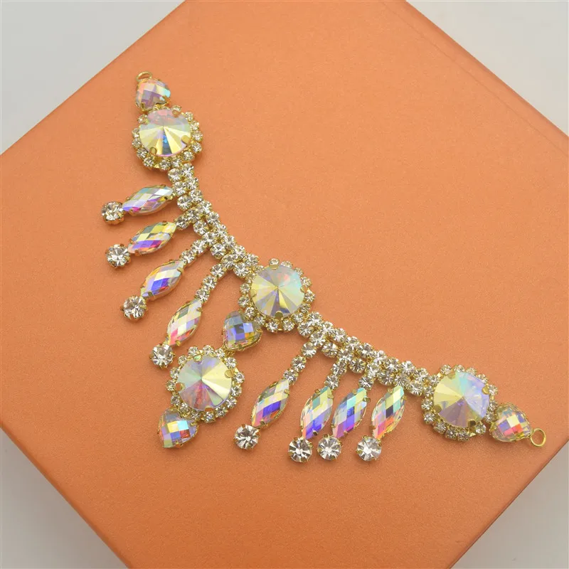 Стеклянные кристаллы стразы с золотым цветком 2 шт.|Принадлежности для рукоделия|