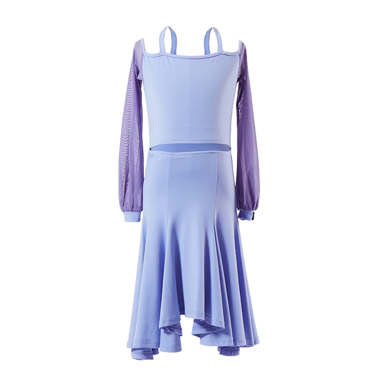 

2021 New Latin Dance Dress For Girls Kids Long Sleeve Pratice Dress Chacha Samba Tango Latin Performance Dress Clothes DN7283