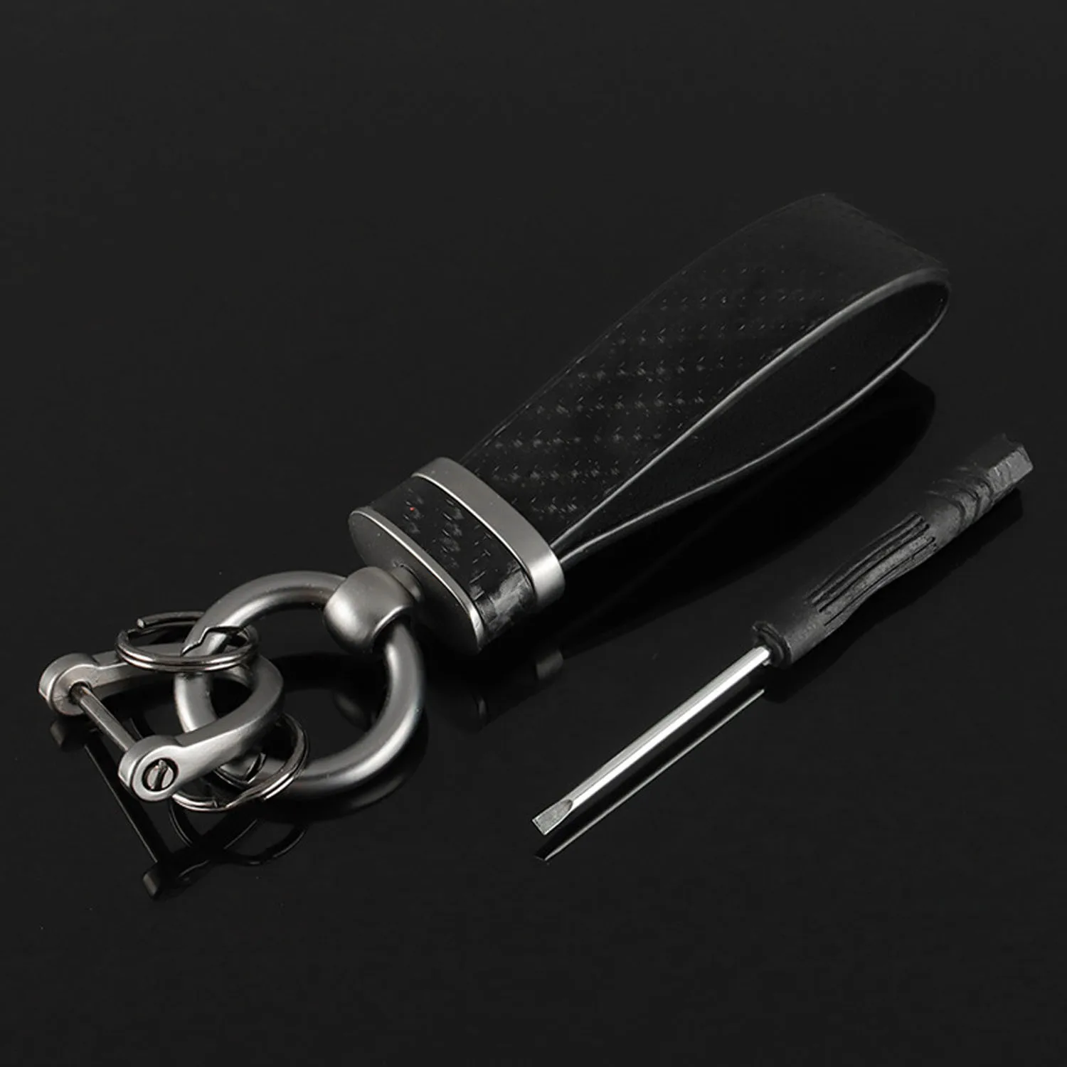 Car Keychain Ladies Luxury 2021 New Carbon Fiber Grain Metal Leather Keychain Holder Luxury Men's Gift Mobile Phone Accessories