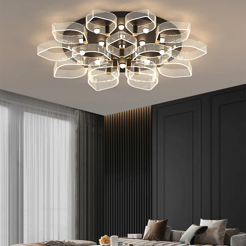 Современная светодиодная люстра с цветами акриловый потолочный светильник