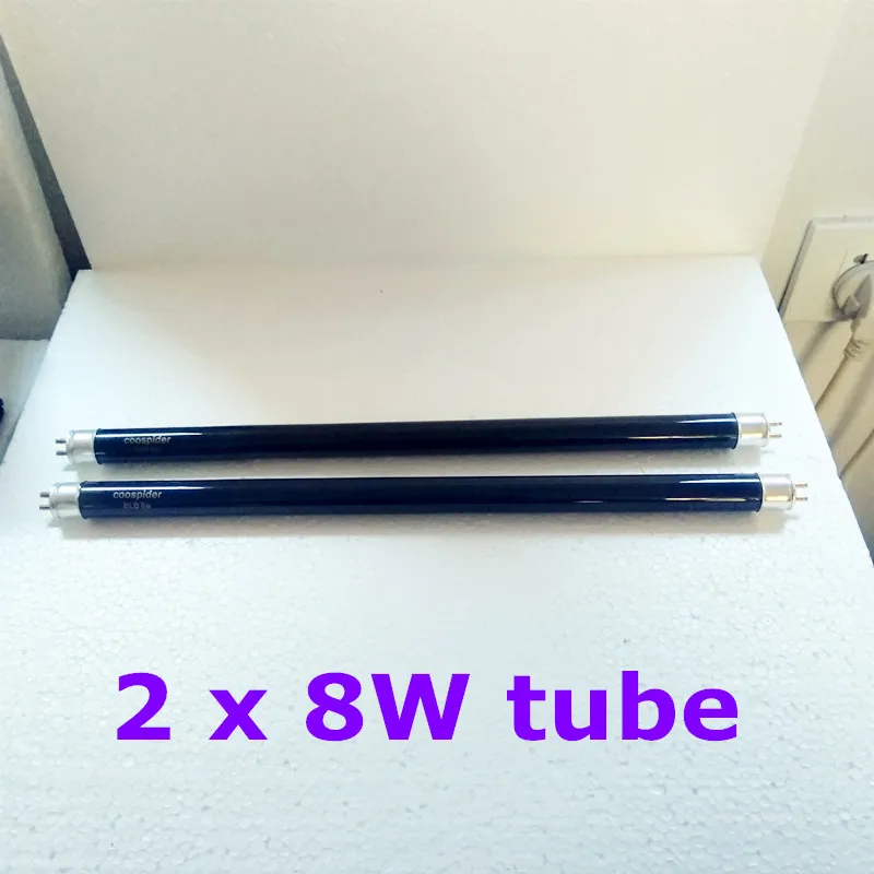 8W TUBE x 2 Черный светильник, синий BLB светильник, УФ-лампа с креплением и проводом, Европейская или американская вилка, 110 V-240 V T5 4W 6W 8W - Мощность в ваттах: 8W TUBE x 2