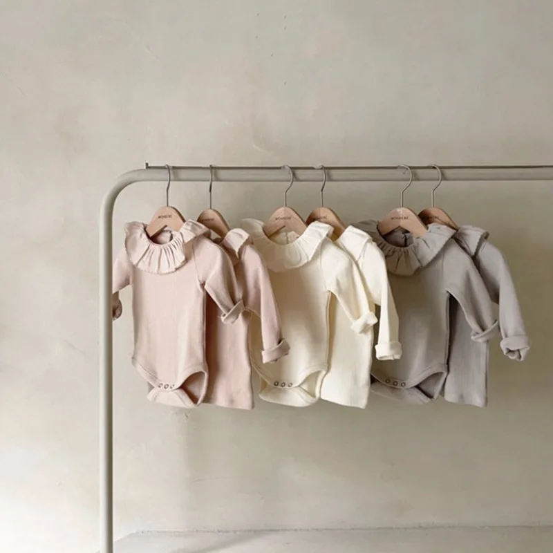 

2022 Spring Autumn Romper Toddler Baby Girl Kids Long Sleeves Outfits Baby Girl Bodysuits Summer Romper Lotus Leaf Collar Romper