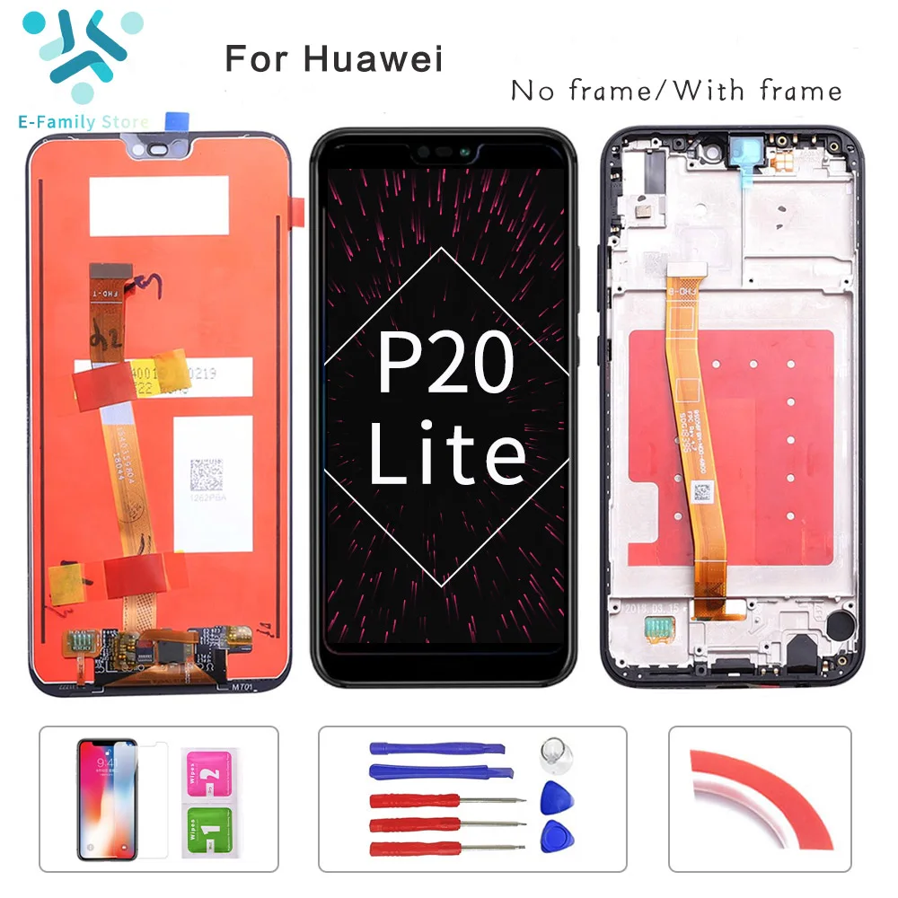 E family 5 84 &quotlcd для HUAWEI P20 Lite lcd экран ANE LX1 LX3 Nova 3e с рамкой|Экраны мобильных телефонов|