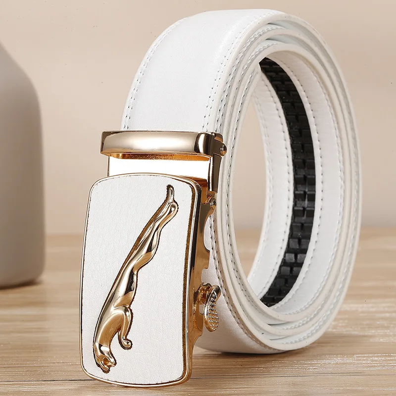 

Men Leather Belt Automatic Buckle More Color Adjustable Genuine Leather Black Belts Cow Leather Belt For Men 3.5cm Width