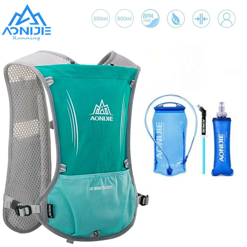 AONIJIE E913S 5L Hydration Backpack Rucksack Bag Vest Harness with Soft Flask Water Bladder Hiking Camping Running Marathon Race