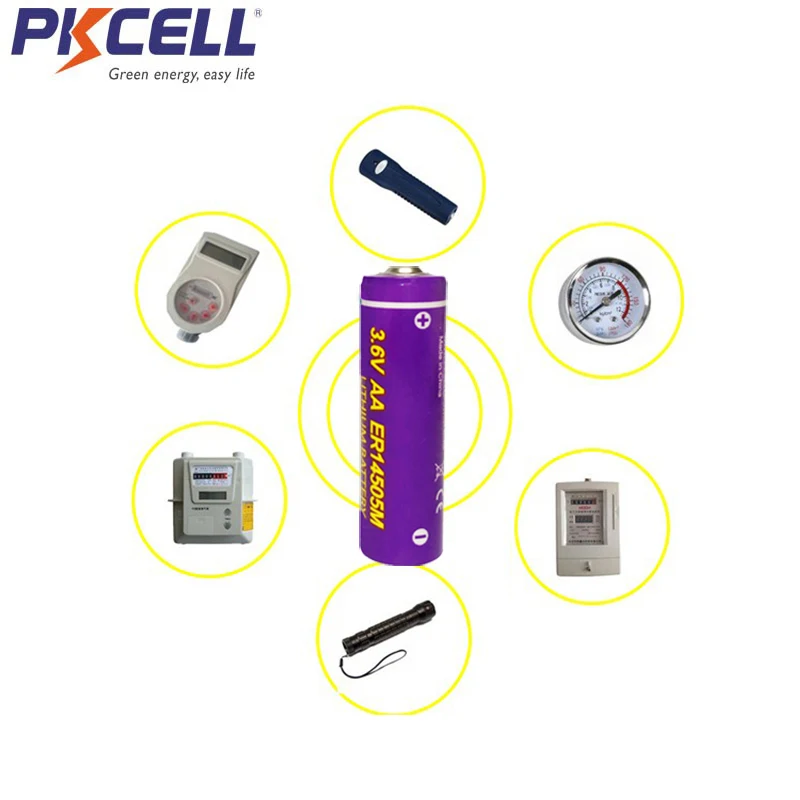 

40PCS PKCELL 1800mAh 3.6V ER14505M LiSCLO2 Battery High Power Lithium Batteries For Radio communication equipments