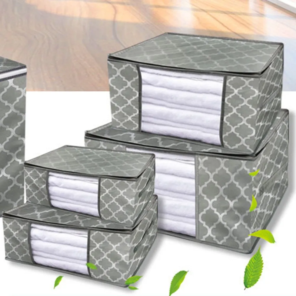 

3 Size Foldable Storage Box Portable Clothes Organizer Tidy Pouch Suitcase Non-woven Home Storage Box Quilt Storage Bag