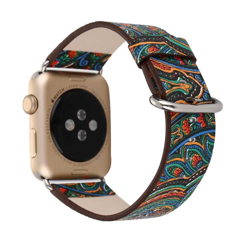 

National Style Leather Band For Apple Watch 38mm 42mm 40mm 44mm 41mm 45mm Strap Bracelet iWatch Series 8 7 6 5 4 3 SE Watchband