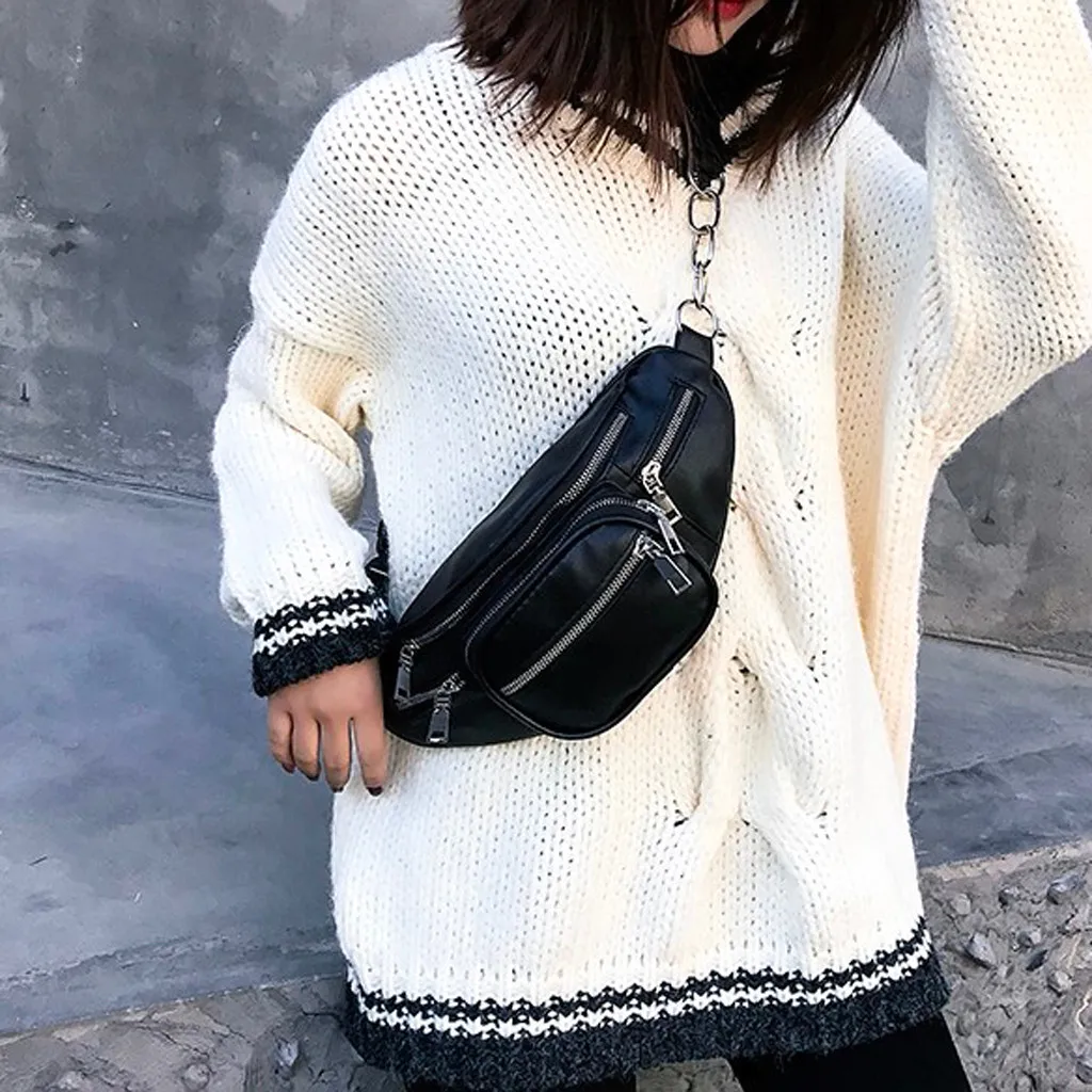 Кожаная поясная сумка унисекс Сумочка через плечо с ремнем модная вместительная