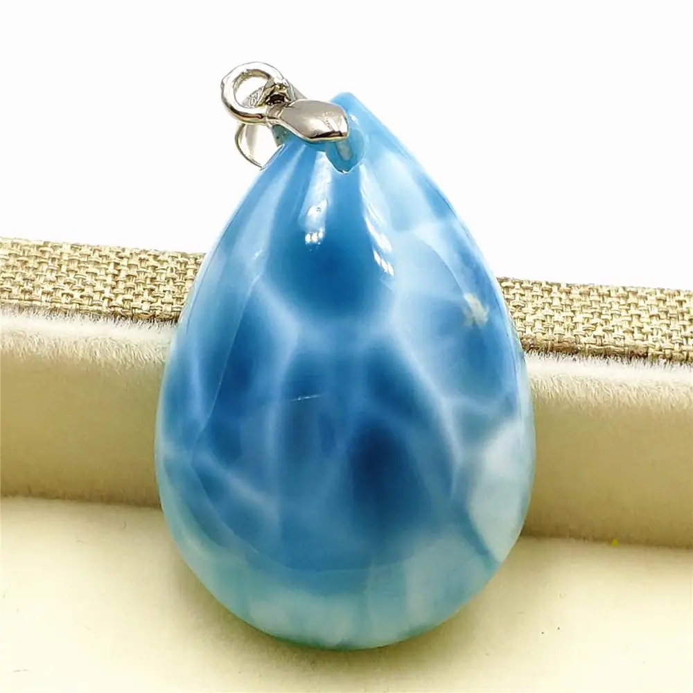 Женский и мужской кулон Larimar из натурального синего камня 31x21x8 мм Подарок на