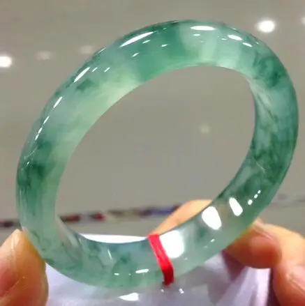 Натуральная кожа браслет с натуральным нефритом Ледяной Синий цветок плавающий