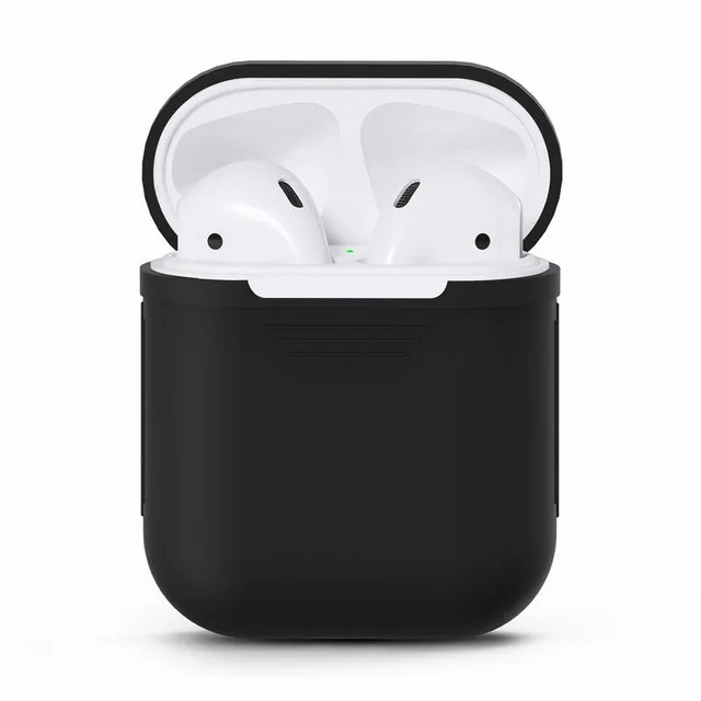 Мягкий силиконовый чехол, наушники для Apple Airpods, Bluetooth, беспроводные наушники, коробка для телефона Air Pods, вкладыши наушников, сумка - Цвет: Черный