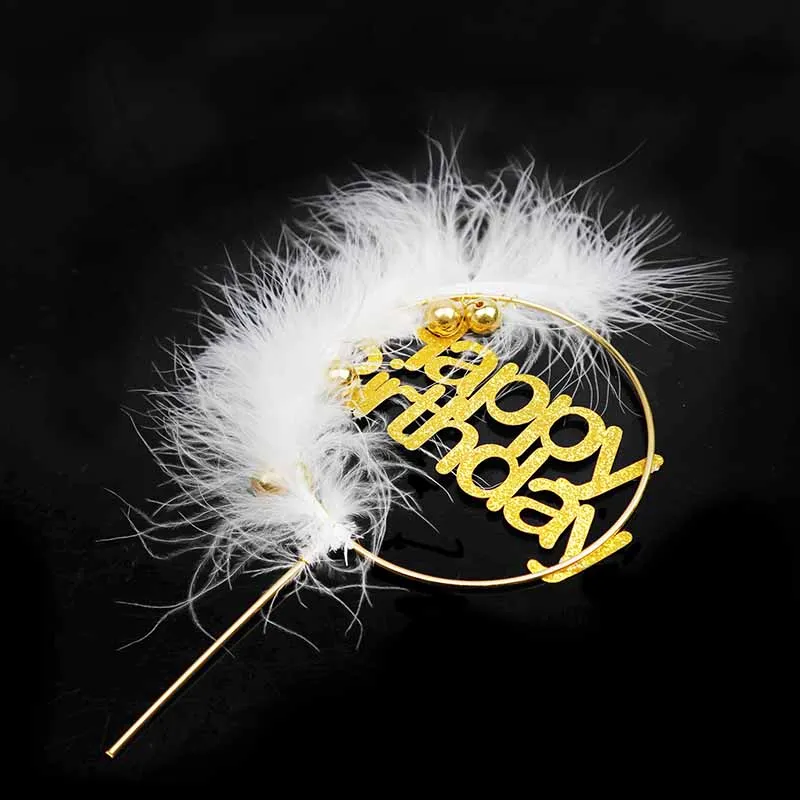 1Pc Happy Birthday Cake Toppers Gold Round Hearts Shaped Cupcake Topper Elegant Decorations Wedding Party Supplies | Дом и сад