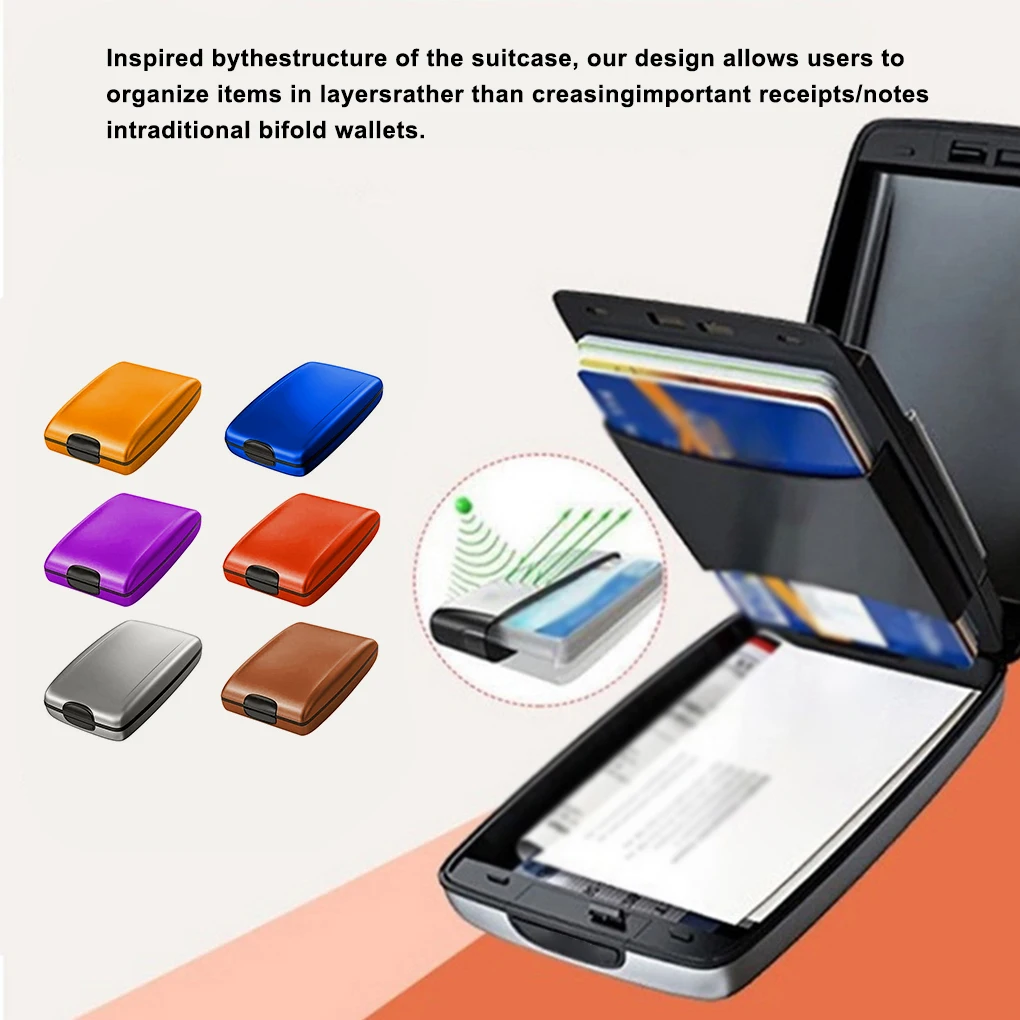 

Новый надежный RFID-кошелек для депозита и выдачи кредитных карт, Мужской Женский Мужской металлический RFID-кошелек, винтажная Алюминиевая су...