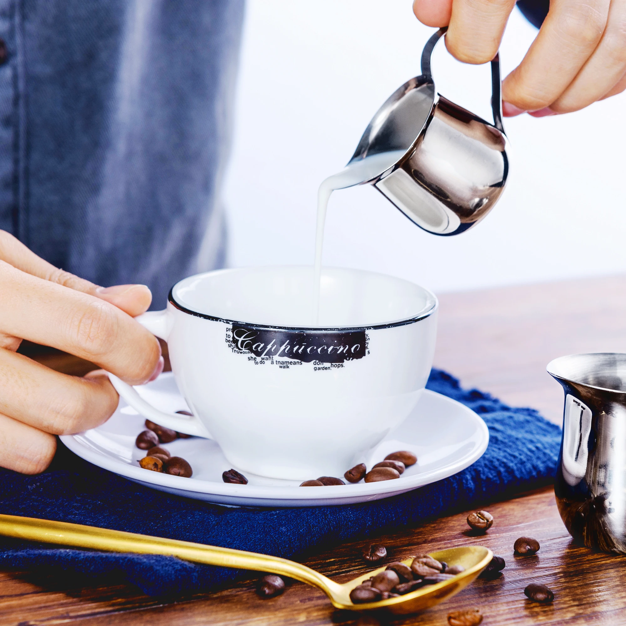 Мини кувшин для взбивания молока из нержавеющей стали 60/90/150 мл эспрессо кофе