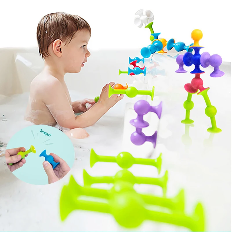

DIY Pop Sucker Assembled Soft Sucker Building Blocks Funny Silicone Block Model Construction Toys Creative Gifts Toy For Kids