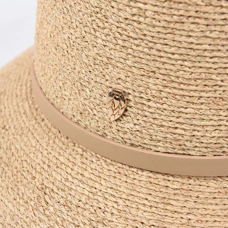 

USPOP sun hats women raffia straw hats British short brim leather belt decorated straw hats