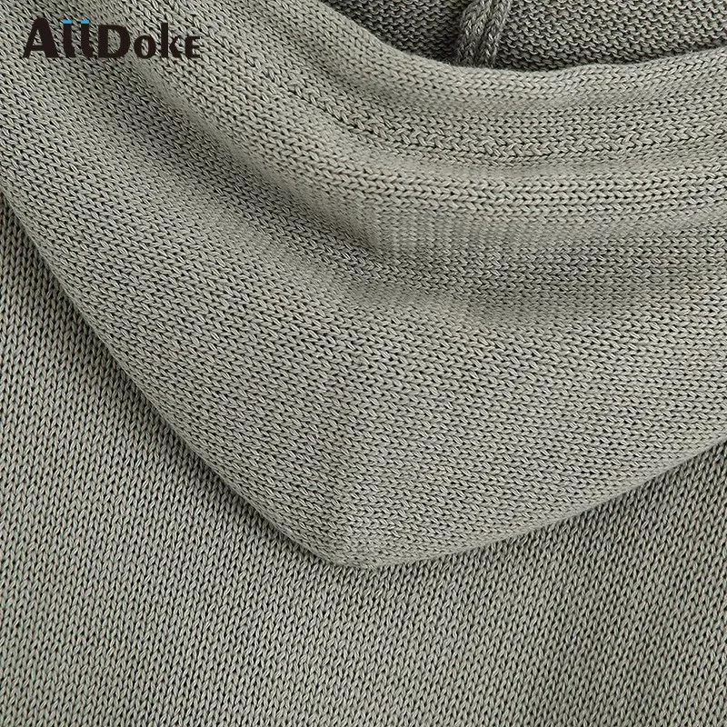 

ALLDOKE summer casual knitted sweatshirt women hooded batwing sleeve half sleeve hoodies pullover vintage ladies sweatshirts