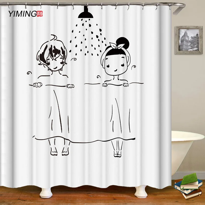 Мультфильм Мужчины и Женщины Ванна печать ванная душевая занавеска полиэстер