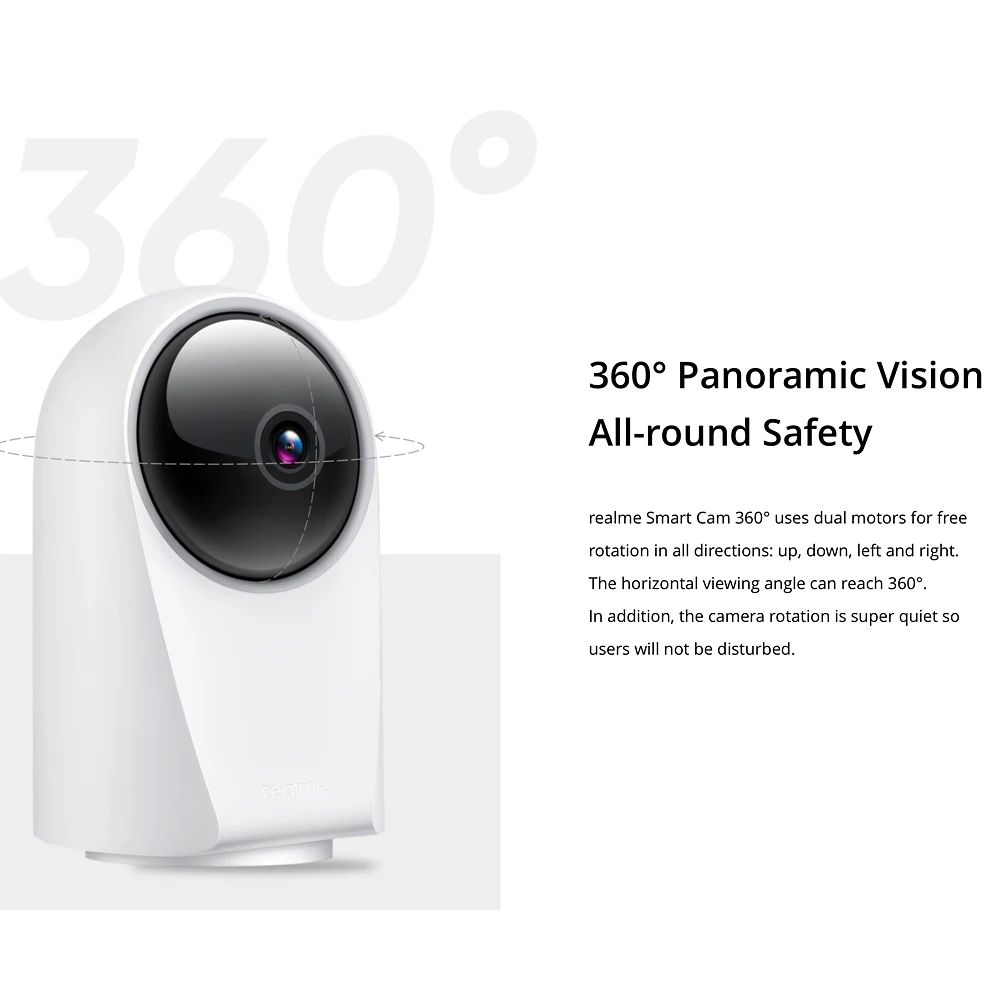 realme Smart Camera 360° Recording AI Motion Detection Monitor Video 1080p Supports up to 128GB Memory Card Security |