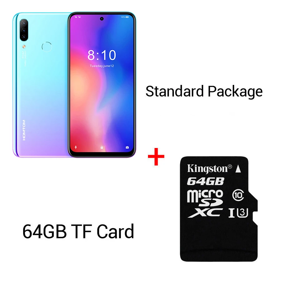 HOMTOM P30 pro Android 9,0 Helio P23 MTK6763 Восьмиядерный 4 Гб 64 Гб Смартфон 6,41 дюймов 4000 мАч 4G FDD-LTE стеклянный Чехол для мобильного телефона - Цвет: Blue N 64GB Card