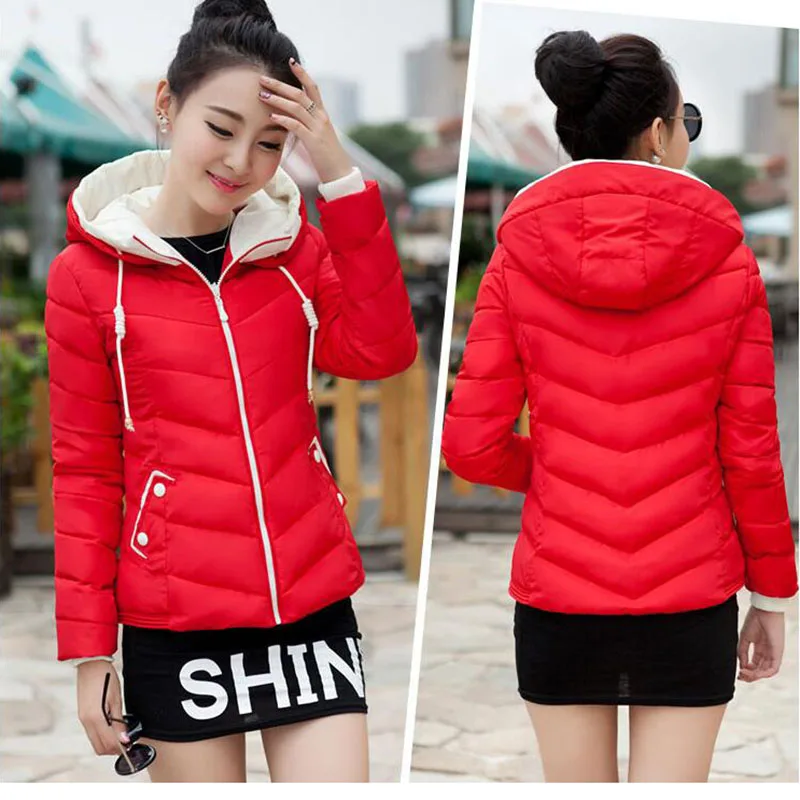 

Autumn Winter Female Jacket Fad Fashion Women Parka Hooded Winter Jacket women Down Cotton Coat Female slim Winter Coat AH209