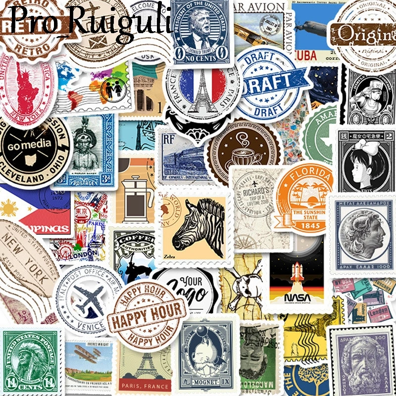 50 шт. Винтаж почтовых марок Скрапбукинг наклейки пакеты Водонепроницаемый