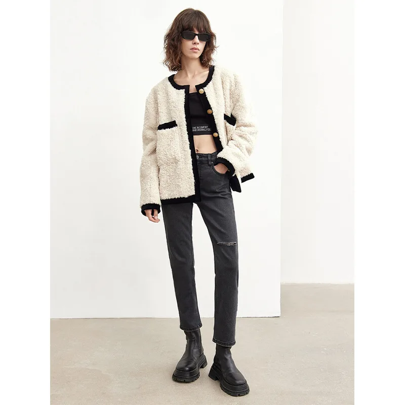 JESSIC Winter Coats And Jackets Women Winter White Loose Female Outwear Single Breasted Tops Casual Oversized Wool Woman Jacket enlarge
