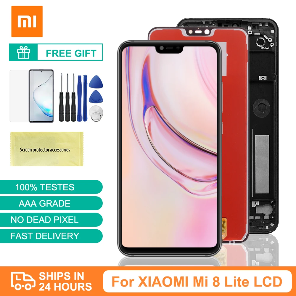 ЖК-дисплей с рамкой для Xiaomi Mi 8 Lite сенсорный дигитайзер в сборе 8X Youth ЖК-экран |
