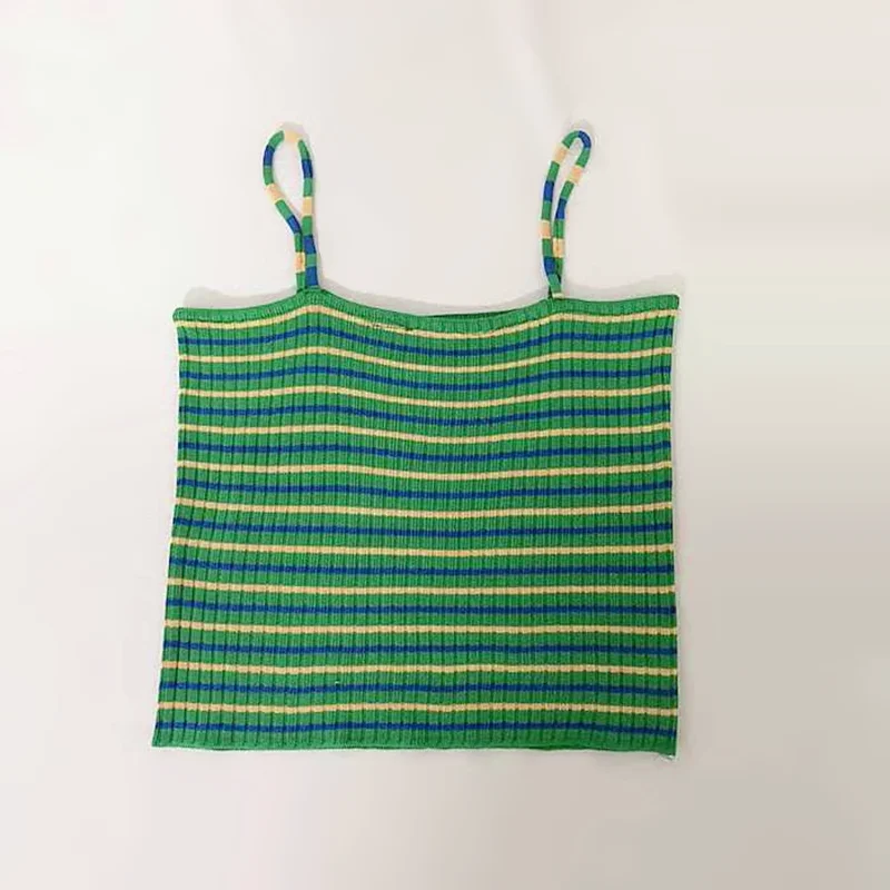 Уличная трикотажная суперэластичная зеленая полосатая укороченная кофта на