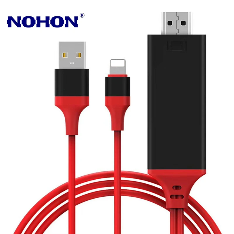 Переходник с USB Lighting на HDMI совместимый AV кабелем для iPhone 8 7 Plus X XS 11 12 Pro Max|Кабели HDMI|