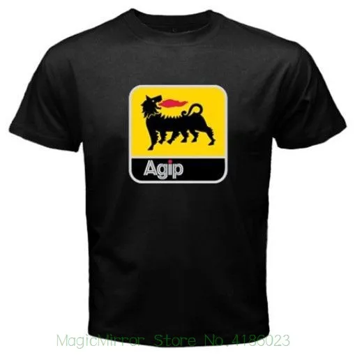 Новая футболка с логотипом гонщика Ani Eni Agip черная круглым вырезом модная повседневная высокого качества