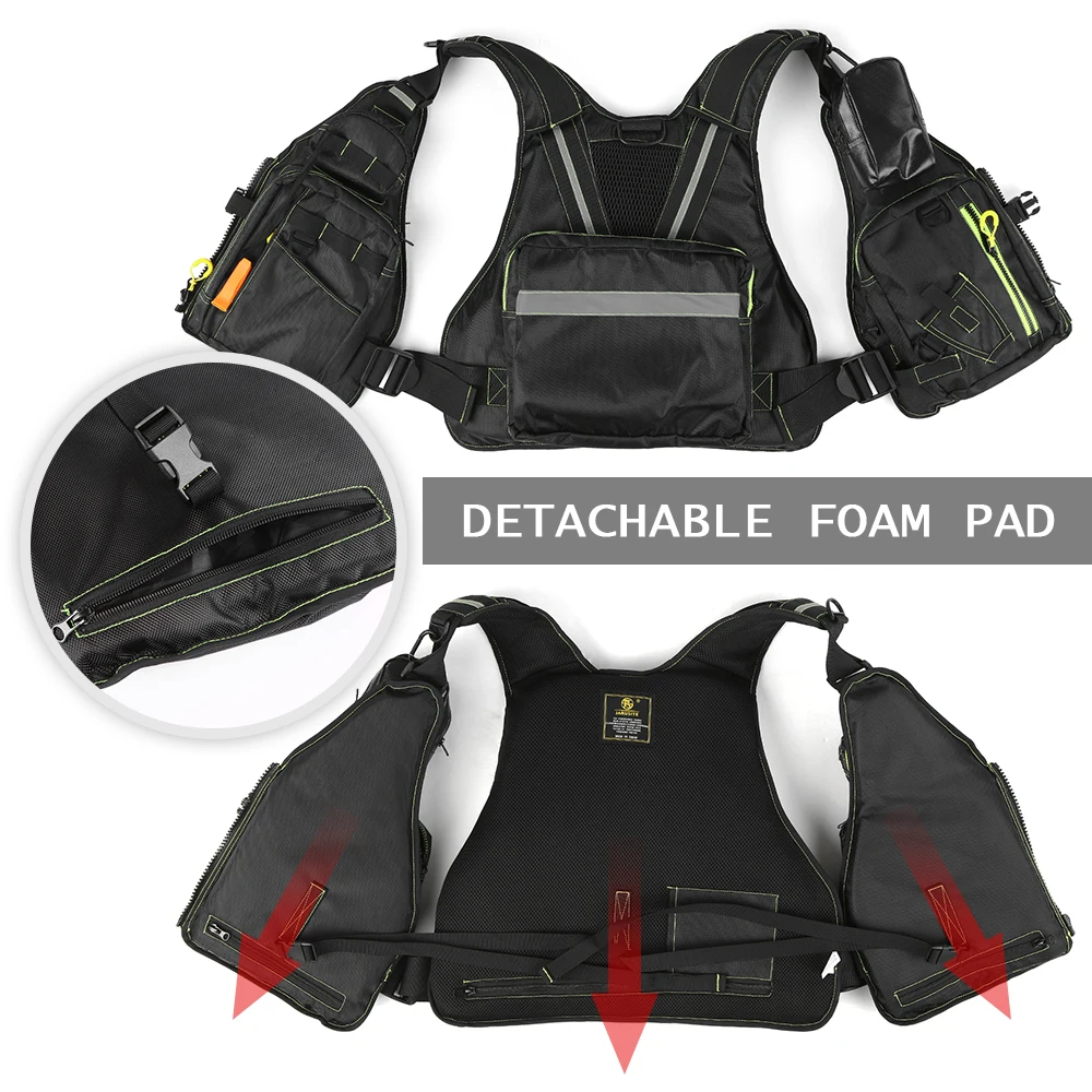 

Fishing Life Jacket Multiple Pockets Safety Life Vest Floatation Vest Adults Buoyancy Waistcoat for Water Ski Rescue Drifting
