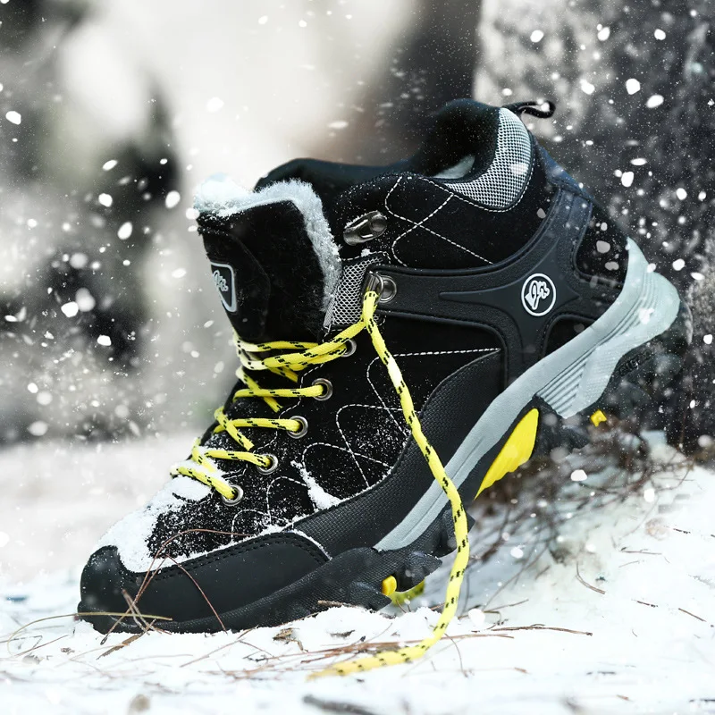 

Casual shoes men boots winter 2022 round toe breathable ankle boots men shoes anti-slip lace-up trainers man snow boots botas