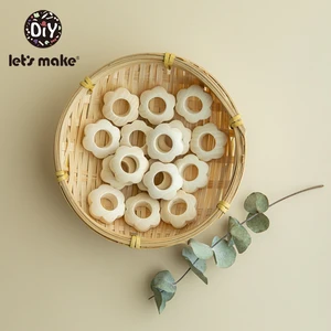 Бусины в форме животных Let's Make 100 шт. мамы, бусины из пищевого дерева Буковые деревянные облака для самостоятельного изготовления прорезывателей для зубов и кормления ювелирных изделий