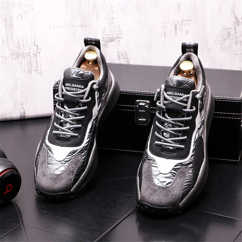 Beli Sneakers Pria Fashion Musim Dingin HIP HOP Sepatu Kasual Kulit Serbaguna Sepatu Bot Pergelangan Kaki Hangat Zapatillas Hombre
