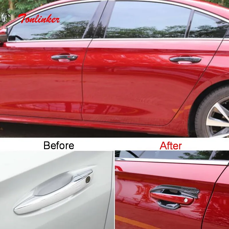 

Tonlinker Exterior Car four Door Handle/Bowl Cover case sticker for Peugeot 508L 2019 Car Styling 4 PCS ABS Cover sticker